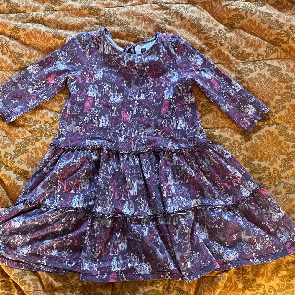 Tea Collection Purple Animal Print Dress
